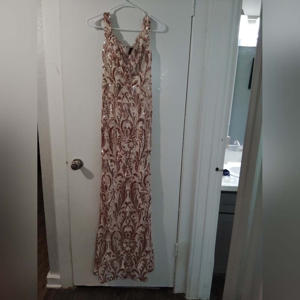 Windsor Rose Gold Sequin Maxi Dress